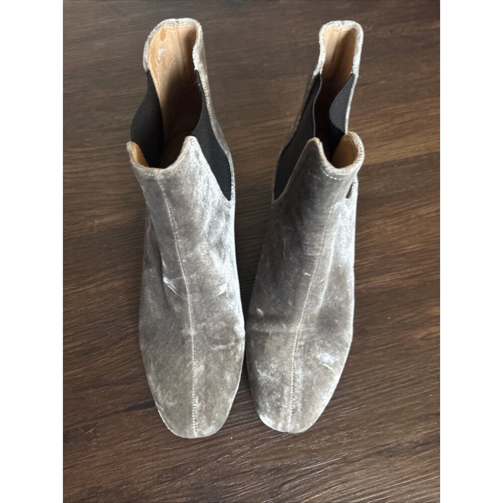 Madewell Walker Chelsea Ankle Boots Women's 7 Gray Velvet Block Heel SoHo Vegan